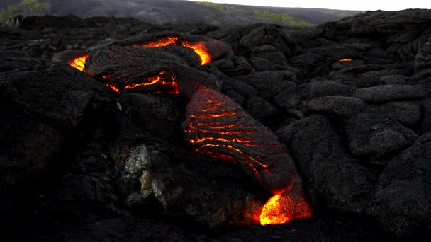 Bred Bild Ett Långsamt Lavaflöde Från Kiiaeua Vulkan Hawaii — Stockvideo