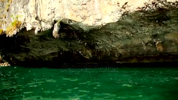 Widok z łodzi pływających. Krabi, Tajlandia — Wideo stockowe