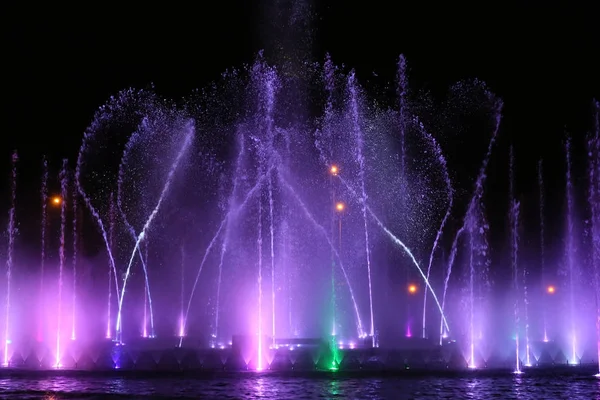 Colorful Musical Fountain Warsaw — Stock Photo, Image