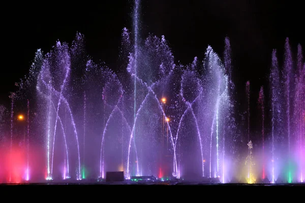 Beautiful Show Fountains Laser City Warsaw — Stock Photo, Image