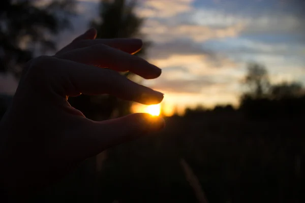 Hand against the sun — Stock Photo, Image