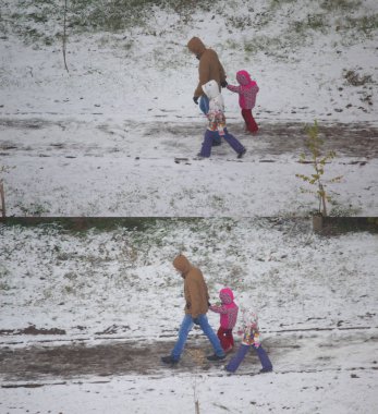 babası iki kızı ile