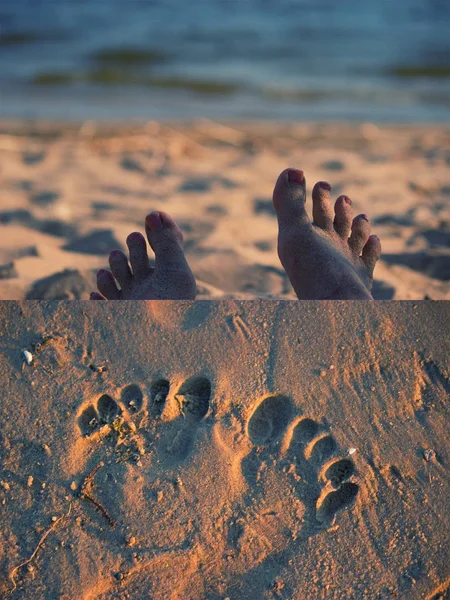 Ślady na plaży — Zdjęcie stockowe