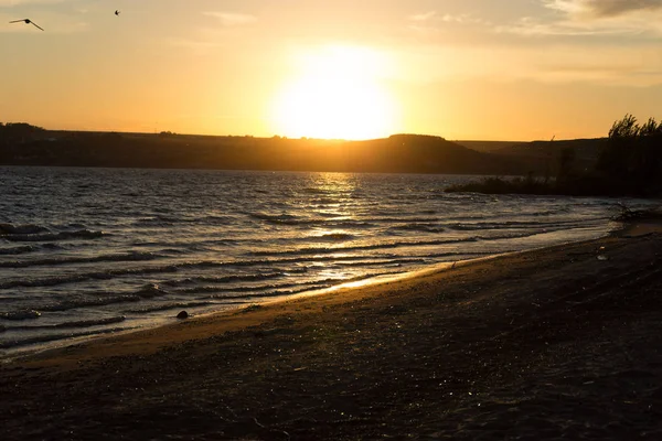海洋海滩风景落日 — 图库照片