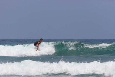 Bir dalga sörf. Hint Okyanusu.