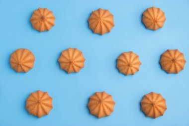 mavi arka plan çerezleri. Üstten Görünüm.