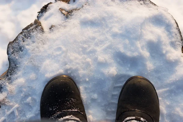 雪上的鞋子 — 图库照片