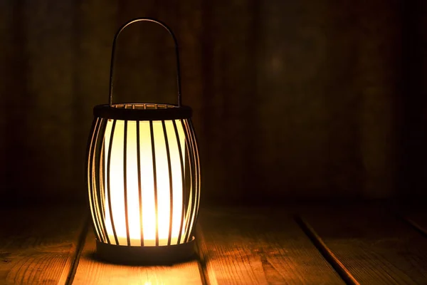 Black lantern with a candle — Stock Photo, Image