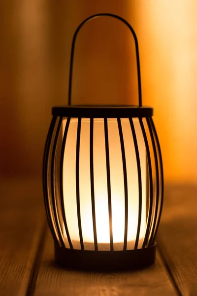 Black lantern with a candle — Stock Photo, Image