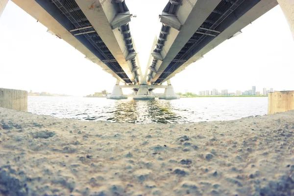 stock image view under the big bridge