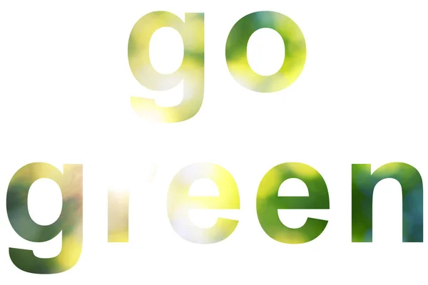 Tekst na białym tle przejść zielony — Zdjęcie stockowe