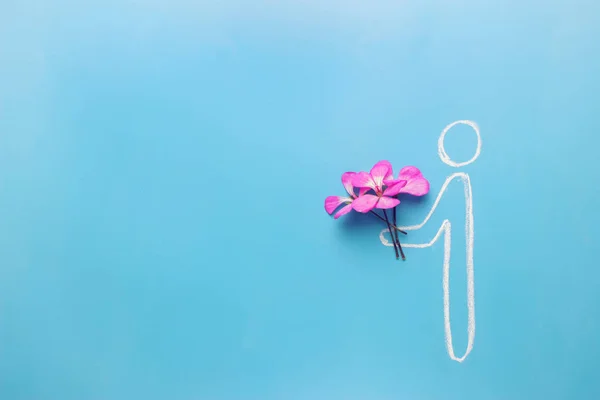 Los hombres dan corazón y flores — Foto de Stock