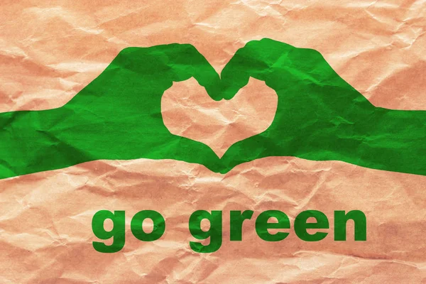 Go green auf Packpapier — Stockfoto