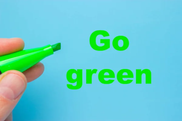 Gå grön text — Stockfoto