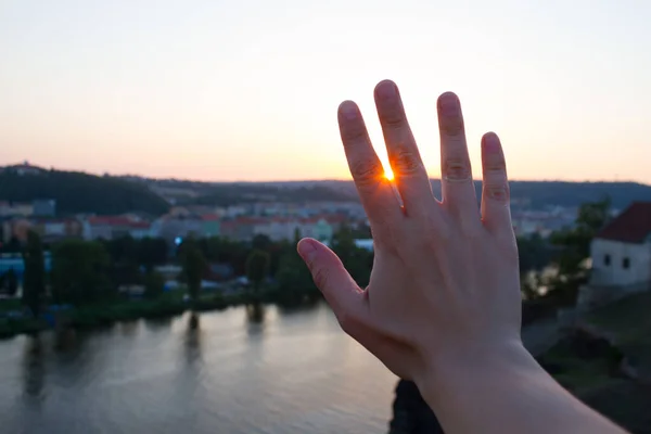 Pôr do sol em Pague — Fotografia de Stock