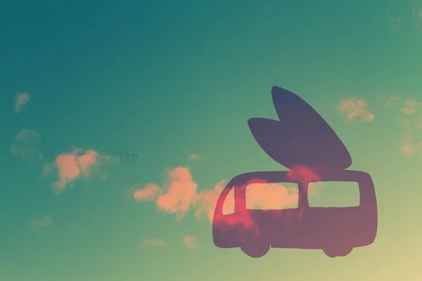 Cartoon styled surf van