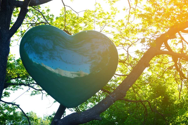 Ağaçtaki yeşil kalp — Stok fotoğraf