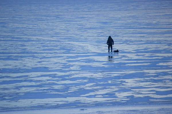 Silhouette of lonely man — Stock Photo, Image