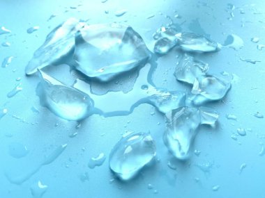 Mavi arka planda buzlar eriyor. Buz arkaplanı