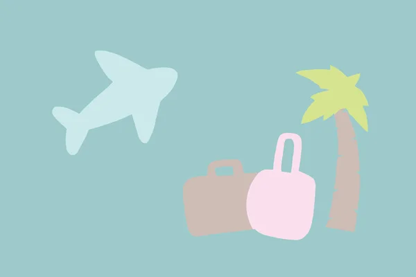 Suitcase Beach Airplane Pastel Color — Stock Photo, Image