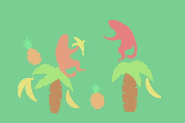 Apan Palm Strand Äta Banan — Stockfoto