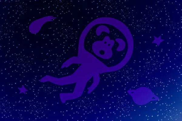 Funny Monkey Cosmonaut Starry Sky Background — Stock Photo, Image