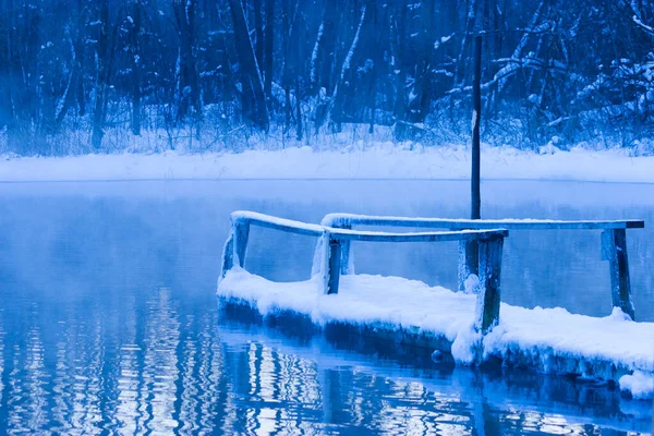 Lac Hiver Pont Gelé — Photo