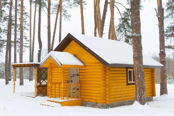 House in winter. Small winter cottage