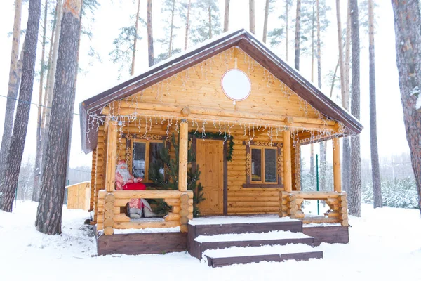House in winter. Small winter cottage