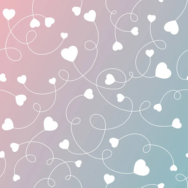 Seamless mönster vita hjärtan på en rosa och blå lutning. — Stock vektor