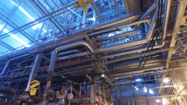 Thermal power plant. Panorama of the interior of russian heat power plant. 4K — Stock Footage Thermal power plant. Panorama of the interior of russian heat power plant. 4K Video Clip