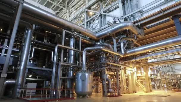 Electric power station. Panorama of the interior of russian heat power plant. 4K — Stock Footage Electric power station. Panorama of the interior of russian heat power plant. 4K Stock Video