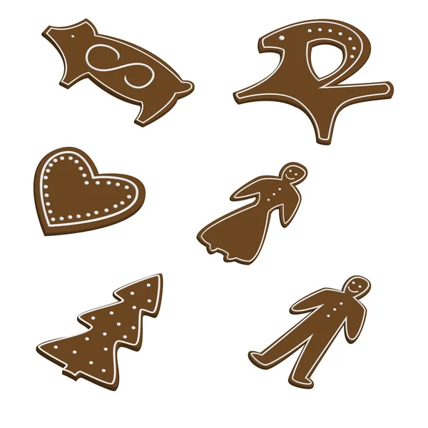 Set of gingerbread Christmas cookies in 3D — Stock Vector