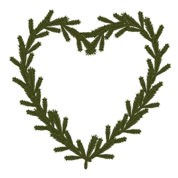 Símbolo del corazón de coníferas de Navidad — Archivo Imágenes Vectoriales
