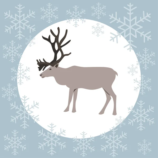 Carte de Noël renne bleu — Image vectorielle