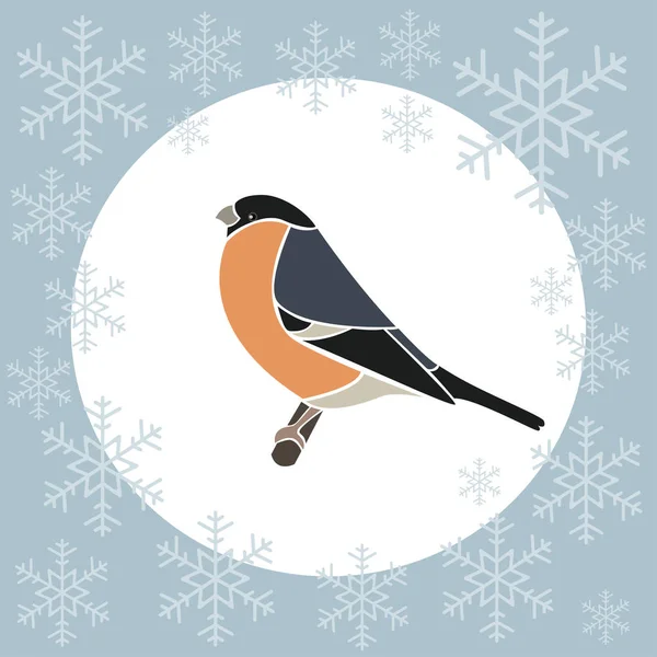 Christmas card bullfinch blue — Stock Vector