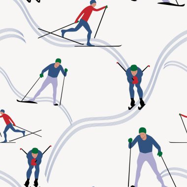 Kışın kayak seamless modeli