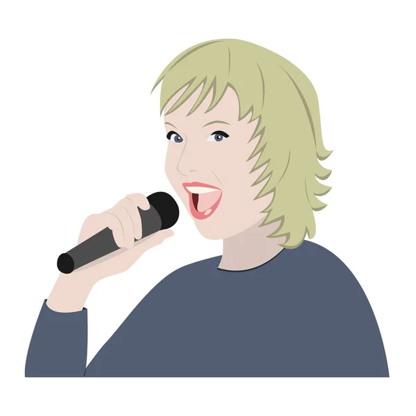 Woman singing in microphone — Stock Vector