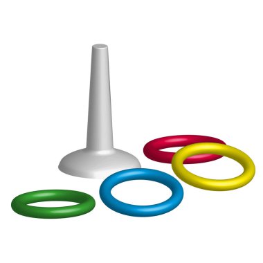 Game throwing rings toys in 3D clipart