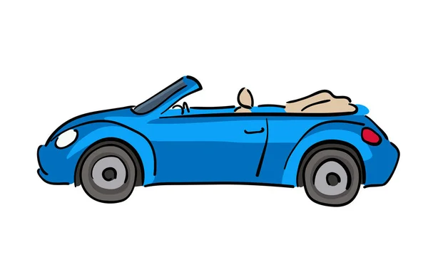 Blaues Cabriolet von Hand gezeichnet — Stockvektor