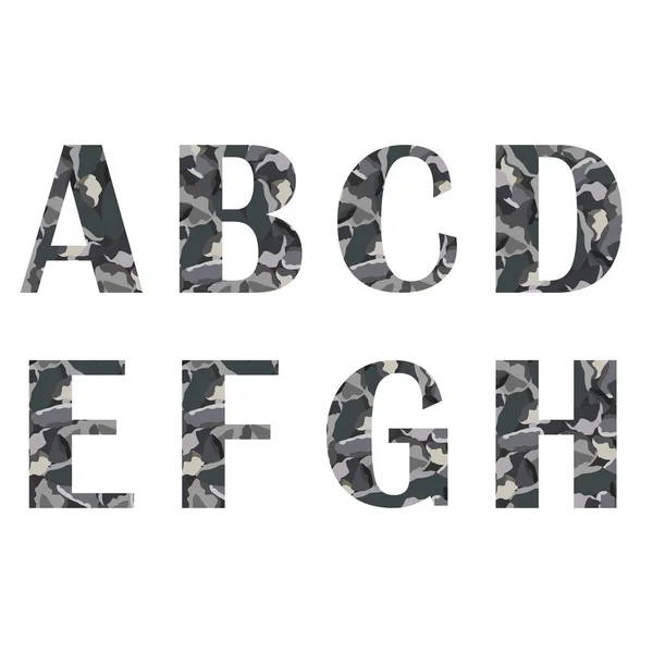 Letras del alfabeto A a H en piedra — Vector de stock
