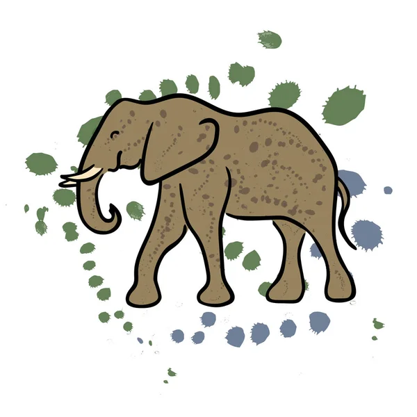 Elefante mano dibujado clip art — Vector de stock