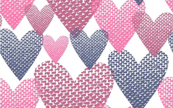 Seamless pattern textile hearts background — Stock Vector