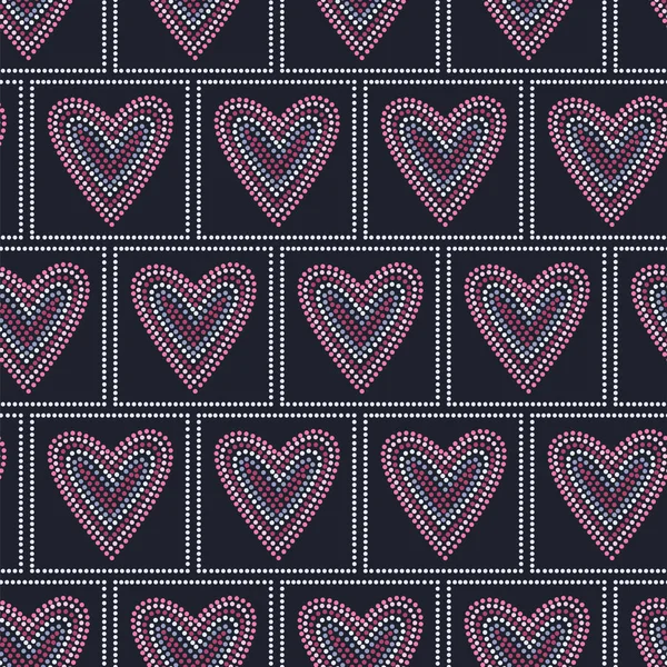 Seamless pattern graphic heart tiles — Stock Vector