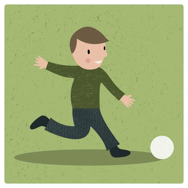 Cartoon pojke spela fotboll — Stock vektor