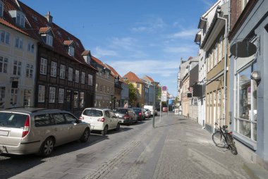 Odense Danimarka eski street mağazaları ile