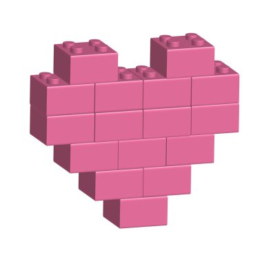 Bina Tuğla 3d pembe kalp