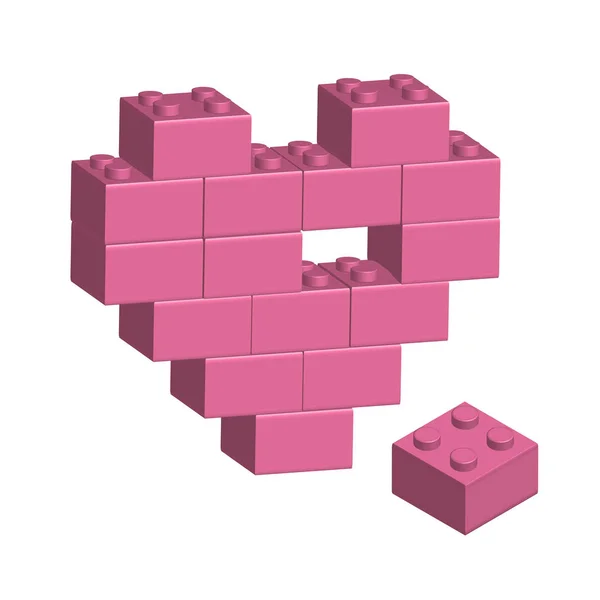 Construção de tijolos em 3D faltando parte do coração — Vetor de Stock