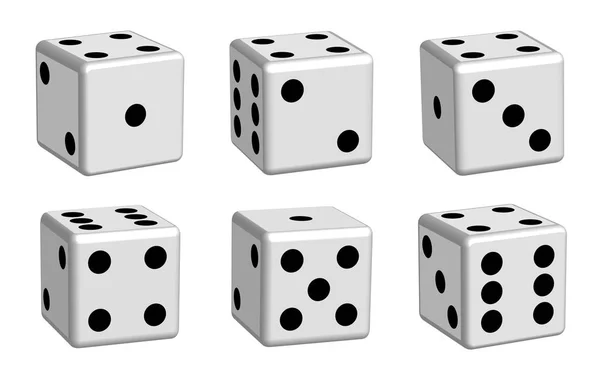 Dice white set in 3D view — Stock Vector