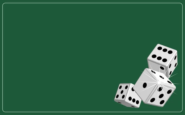 Szerencsejáték-zöld háttér kocka — Stock Vector